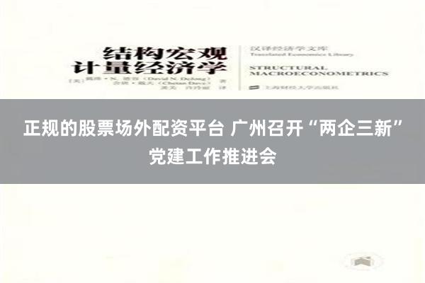 正规的股票场外配资平台 广州召开“两企三新”党建工作推进会